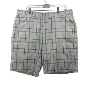 PGA Tour Mens Plaid Golf Shorts White Grey Blue Size 38 Performance Breathable